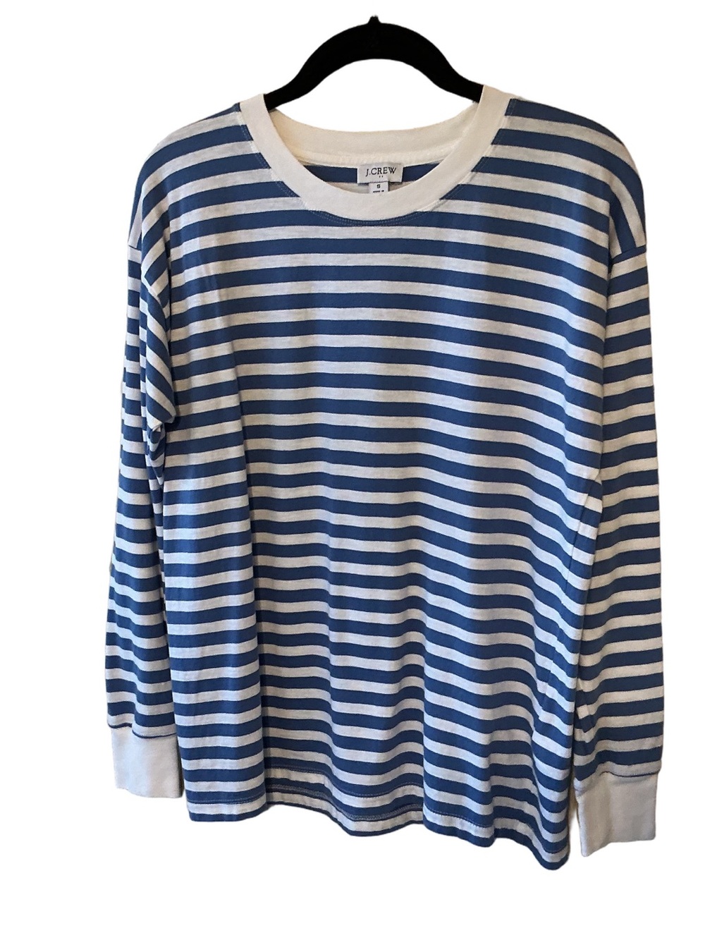 J. Crew Factory Striped Long Sleeve Tee Blue White Preppy Coastal Beachy S BS208